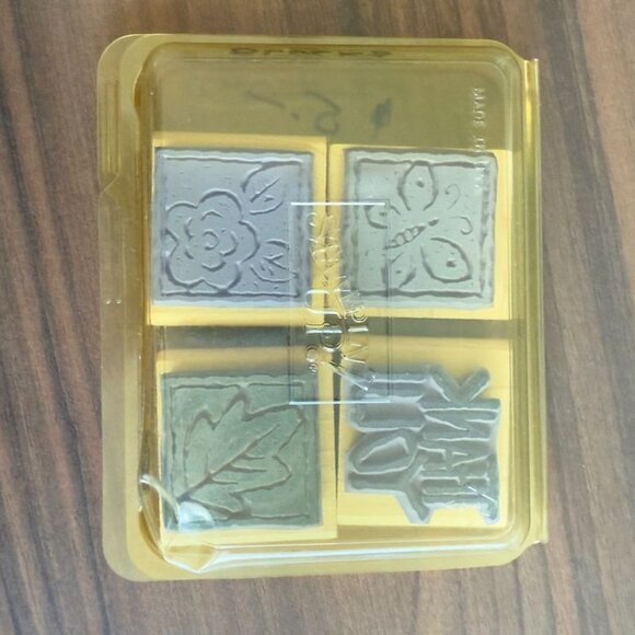 Set Of 4 Stampin’ Up! Thank You Blocks Rubber Stamps With Butterfly Leaf & Flora - Picture 7 of 7